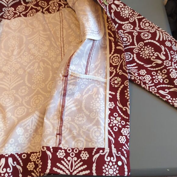 Liz Claiborne Jacket Blazer Womens 12 Red Burgandy Paisley Button Up - Picture 7 of 9